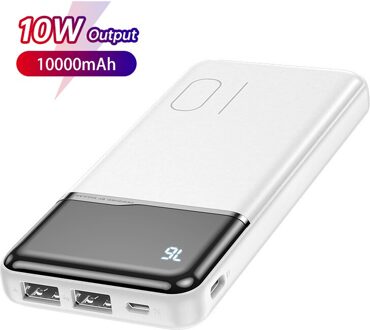 Kuulaa Power Bank 10000 Mah Draagbare Oplader Powerbank 10000 Mah Voor Xiaomi Mi 10 9 Iphone 12 11 X Xr blackview A80 A60 Poverbank 2.1A wit