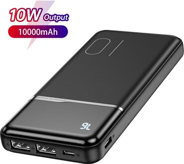 Kuulaa Power Bank 10000 Mah Draagbare Oplader Powerbank 10000 Mah Voor Xiaomi Mi 10 9 Iphone 12 11 X Xr blackview A80 A60 Poverbank 2.1A zwart