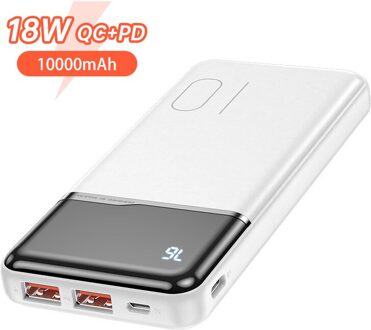 Kuulaa Power Bank 10000 Mah Draagbare Oplader Powerbank 10000 Mah Voor Xiaomi Mi 10 9 Iphone 12 11 X Xr blackview A80 A60 Poverbank QC PD wit