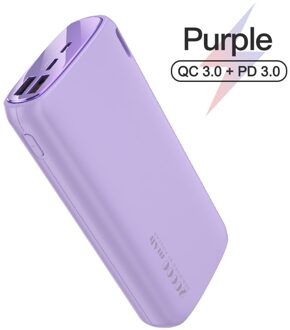 Kuulaa Power Bank 20000 Mah Draagbare Opladen Poverbank Mobiele Telefoon Externe Batterij Oplader Powerbank 20000 Mah Voor Xiaomi Mi QC PD paars