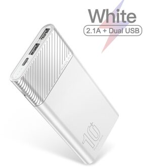 Kuulaa Powerbank 10000Mah Type C Power Bank Snel Opladen Draagbare Oplader Pd Batterij Poverbank Voor Xiaomi Samsung Poco x3 5V 2.4A wit