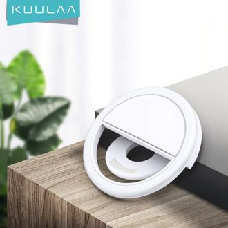 KUULAA USB Charge LED Selfie Ring Light For iPhone Xiaomi Phone Supplementary Lighting Selfie Enhancing Phones Fill Light