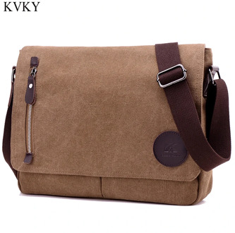 KVKY Fashion Canvas Man Crossbody Bag Men's Vintage Messenger Bags Business Shoulder Bag Large capacity Travel Bags Handbag