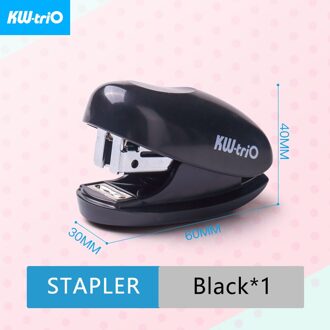 Kw-Trio Mini Nietmachine Mooie Draagbare Nietmachine Leuke Candy Styling Nietmachine Met Nietje Remover Notebook Binding Kantoorbenodigdheden Mini zwart Stapler