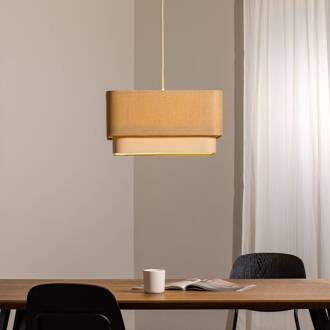 Kwadro Duo hanglamp, crème/beige, 50x50cm, jute/linnen beige, crème