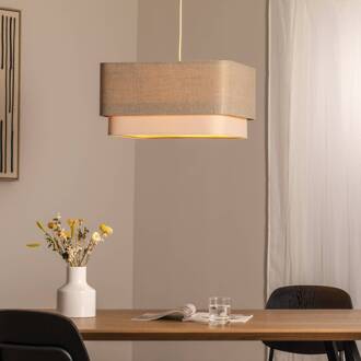 Kwadro Duo hanglamp, crème/beige, 50x50cm, linnen beige, crème