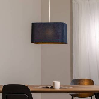 Kwadro hanglamp, donkerblauw, 40 x 40 cm, velours stof donkerblauw, goud