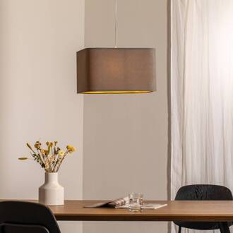 Kwadro hanglamp, grijs, 40 x 40 cm, velours stof grijs, goud