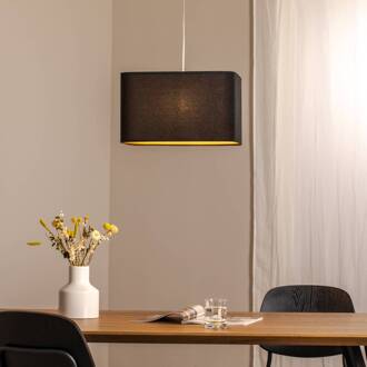Kwadro hanglamp, zwart, 40 x 40 cm, velours stof zwart, goud