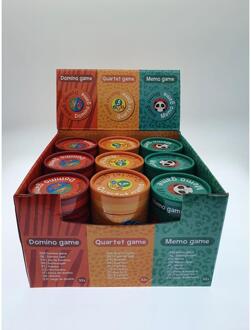 Kwartet/Memo/Domino spel in koker