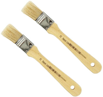 Kwast - 2x - met varkensharen - 25 mm breed - vernis kwast - verven - lakken