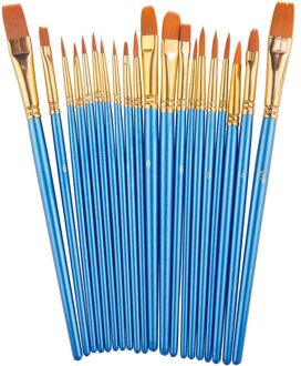 Kwast Set Door, 20 Pcs Nylon Borstels Voor Acryl Olie Aquarel Kunstenaar Professionele Schilderij Kits