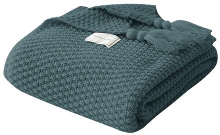 Kwastje Gebreide Bal Wollen Deken Sofa Winter Super Warme Gezellige Gooi Dekens Voor Kantoor Siësta Airconditioning Sprei Beddengoed groen