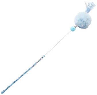 Kwastje Gekleurde Kralen Korte Shot Cat Catcher Teaser Wand Met Haar Bal Huisdier Interactieve Speelgoed Grappige Kat Stok Mooie Blauw