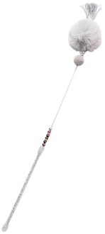 Kwastje Gekleurde Kralen Korte Shot Cat Catcher Teaser Wand Met Haar Bal Huisdier Interactieve Speelgoed Grappige Kat Stok Mooie Grijs