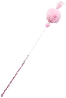 Kwastje Gekleurde Kralen Korte Shot Cat Catcher Teaser Wand Met Haar Bal Huisdier Interactieve Speelgoed Grappige Kat Stok Mooie Roze