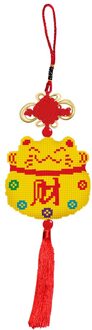 Kwastje Gestempeld Kraal Kruissteek Auto Hanger Chinese Knoop Diy Lucky Kat Kit AH103