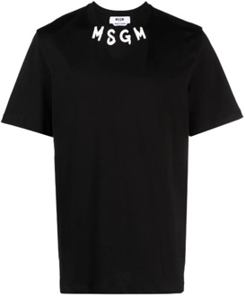 Kwaststreek Logo T-Shirt (Zwart) Msgm , Black , Heren - L,S