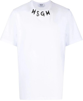 Kwaststreek Logo Wit T-Shirt Msgm , White , Heren - Xl,L