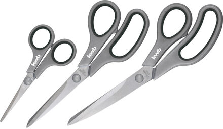 kwb 3x stuks scharen / scharenset 14 / 21 / 25 cm - Hobbyschaar Grijs