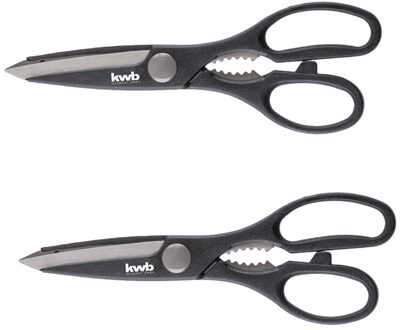 Kwb Huishoudschaar - 2x - 21,5 cm - RVS - linkshandig en rechtshandig - hobbyscharen / textielschaar