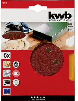 kwb Schuurschijven 125 mm K80 - Set a 5