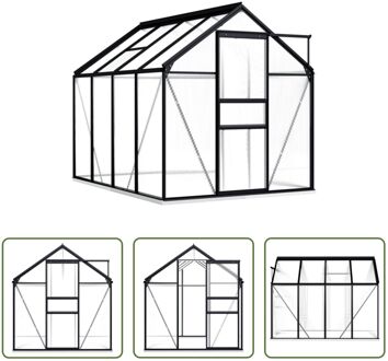 Kweekkas - 190 x 250 x 132/202 cm - Aluminium en polycarbonaat - UV-bestendig - 7.933 m³