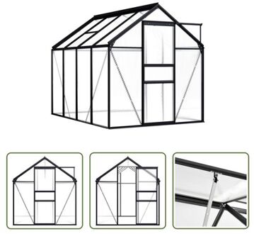 Kweekkas - Aluminium - 190 x 250 x 125/195 cm - 4.75 m² - 7.6 m³ - 4 mm paneel - UV-bestendig