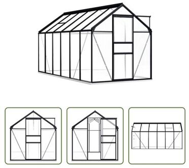 Kweekkas Aluminium 190x370x132/202 cm - 11.74 m³ - 4 mm - Uv-bestendig