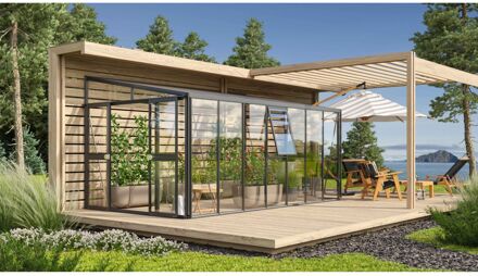 Kweekkas Athena 11900 - Veiligheidsglas 10mm - Zwart - 266x460x239cm