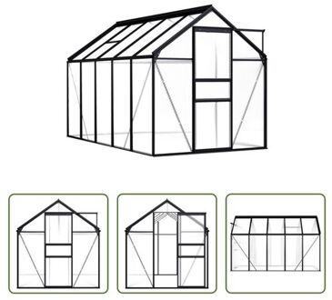 Kweekkas Serre - 190 x 310 x 125/195 cm - Polycarbonaat paneel - Uv-bestendig