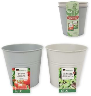 Kweekset Emmer Bio Tomaten En Sla 17Cm Metaal