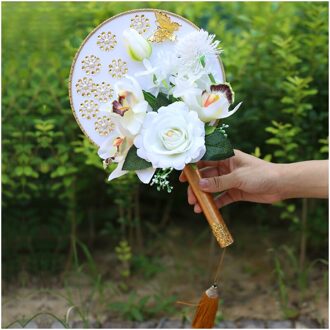 Kyunovia Witte bloem amos de damas broche boeket buque noiva flores Crystal Fan stijl Bruidsboeket Bloem Meisje Boeket D100