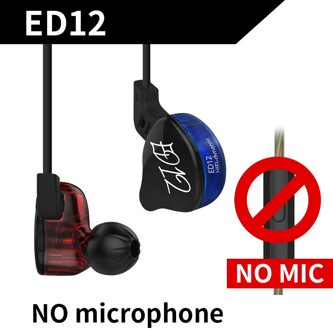 KZ ED12 Custom Stijl Oortelefoon Afneembare Kabel In Ear Audio Monitoren Geluidsisolerende HiFi Muziek Sport Oordopjes Met Microfoon nee mic