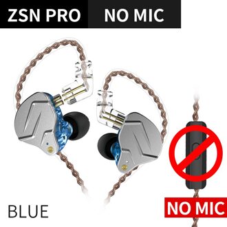 Kz Zsn Pro In Oor 1BA + 1DD Hybrid Oortelefoon Hifi Bass Dj Running Sport Oordopjes Headsets Kz ZS10 Pro zax Zsx Kz Zst X Sks S2 Z1 Pro blauw nee mic