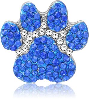 KZ3622 4 Kleuren Rhinestone Leuke Footprint Liefde Huisdier 18Mm Snap Knoppen Fit 18Mm Snap Armband Snap Sieraden blauw