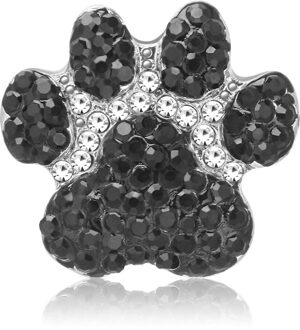 KZ3622 4 Kleuren Rhinestone Leuke Footprint Liefde Huisdier 18Mm Snap Knoppen Fit 18Mm Snap Armband Snap Sieraden zwart