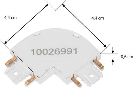 L-connector Lumaro, wit, 90°, afgerond, set van 2