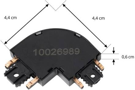 L-connector Lumaro, zwart, 90°, afgerond, set van 2
