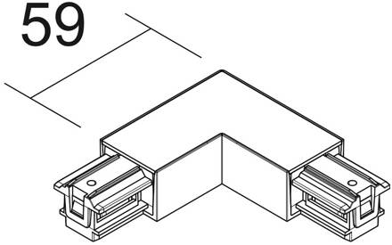 L-connector SQUARE 48 V, wit, aardedraad rechts