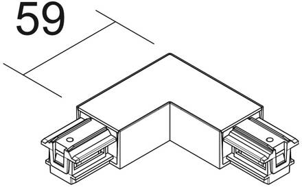 L-connector SQUARE 48 V, zwart, aardedraad links