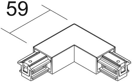 L-connector SQUARE 48 V, zwart, aardedraad rechts