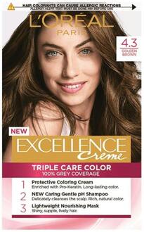 L'Oreal - Excellence Creme Hair Dye 4.3 Golden Brown
