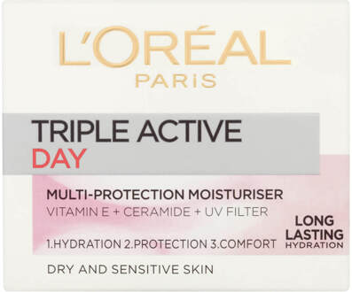L'Oréal Paris Dermo Expertise Triple Active Day Meervoudige Bescherming Moisturizer - Droge/Gevoelige Huid (50 ml)