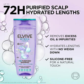 L'Oréal Paris Elvive Hydra Pure 72h Zuiverende Shampoo met Hyaluron en Salicylzuur 500 ml
