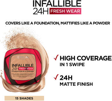 L'Oréal Paris Infallible 24 Hour Fresh Wear Foundationpoeder 9 g (Verschillende Tinten) - 330 Hazelnut