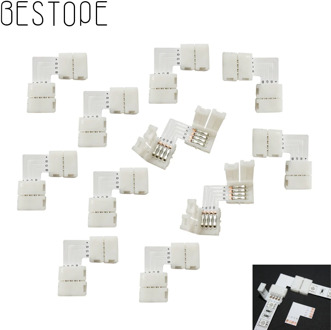 L-shape 4 Pin 10mm LED Connector Strip to Strip 4 Conductor Right Angle Corner Quick Splitter For 5050 2835 3528 RGB led strip