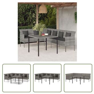 L-vormige bank - grijs - PE-rattan en gepoedercoat staal - 220 x 162 x 79.5 cm - comfortabele