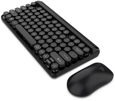 L100 2.4G Draadloze Stille Toetsenbord Ergonomische Muis Ronde Keycap Toetsenbord Gaming Muis Voor Laptop Tablet Computer Toetsenbord Muis zwart