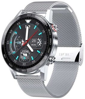 L16 Smart Horloge Mannen Ecg + Ppg IP68 Waterdichte Bluetooth Muziek Bloeddruk Hartslag Fitness Tracker Sport Smartwatch Pk l8 L15 zilver staal